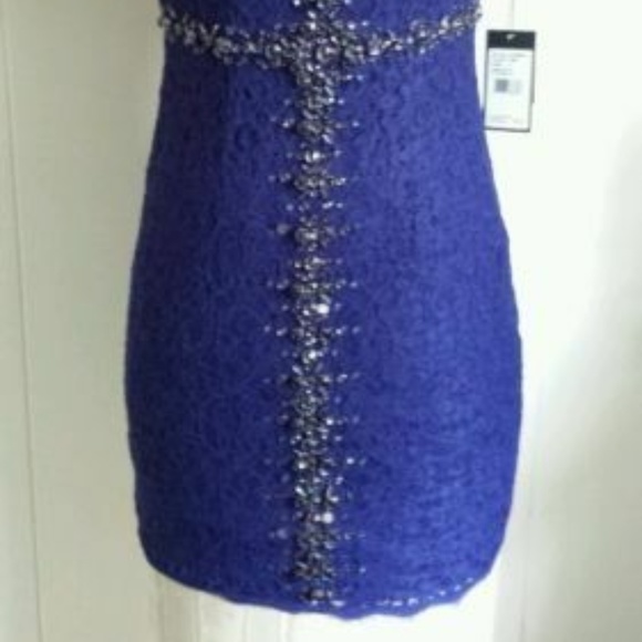 Adrianna Papell Embellished Lace Neptune COCKTAIL - Picture 2 of 4